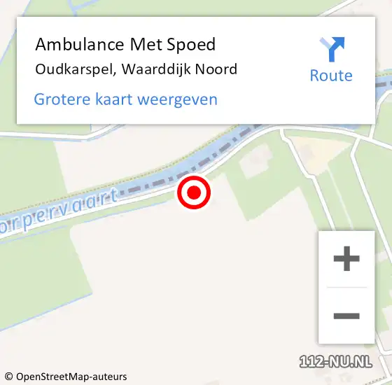 Locatie op kaart van de 112 melding: Ambulance Met Spoed Naar Oudkarspel, Waarddijk Noord op 26 juli 2023 19:41