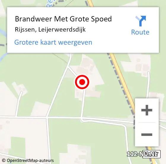 Locatie op kaart van de 112 melding: Brandweer Met Grote Spoed Naar Rijssen, Leijerweerdsdijk op 26 juli 2023 20:07