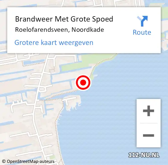 Locatie op kaart van de 112 melding: Brandweer Met Grote Spoed Naar Roelofarendsveen, Noordkade op 26 juli 2023 20:18