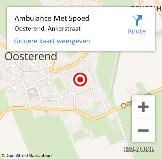 Locatie op kaart van de 112 melding: Ambulance Met Spoed Naar Oosterend, Ankerstraat op 26 juli 2023 20:31