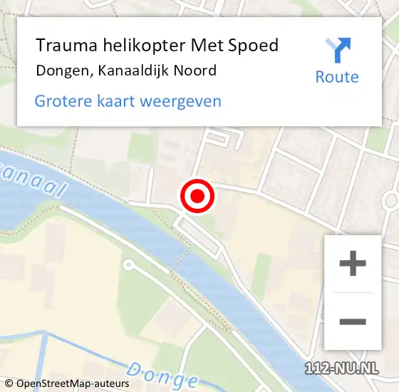 Locatie op kaart van de 112 melding: Trauma helikopter Met Spoed Naar Dongen, Kanaaldijk Noord op 26 juli 2023 20:58