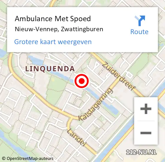 Locatie op kaart van de 112 melding: Ambulance Met Spoed Naar Nieuw-Vennep, Zwattingburen op 26 juli 2023 21:07