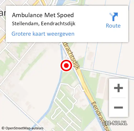 Locatie op kaart van de 112 melding: Ambulance Met Spoed Naar Stellendam, Eendrachtsdijk op 26 juli 2023 21:32
