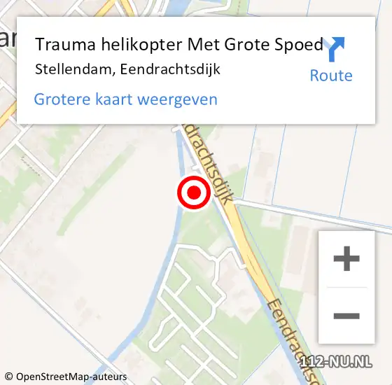 Locatie op kaart van de 112 melding: Trauma helikopter Met Grote Spoed Naar Stellendam, Eendrachtsdijk op 26 juli 2023 21:35