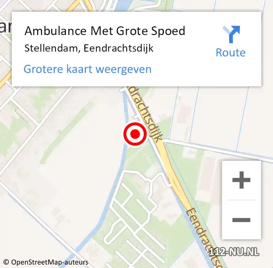Locatie op kaart van de 112 melding: Ambulance Met Grote Spoed Naar Stellendam, Eendrachtsdijk op 26 juli 2023 21:36
