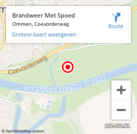 Locatie op kaart van de 112 melding: Brandweer Met Spoed Naar Ommen, Coevorderweg op 26 juli 2023 21:55