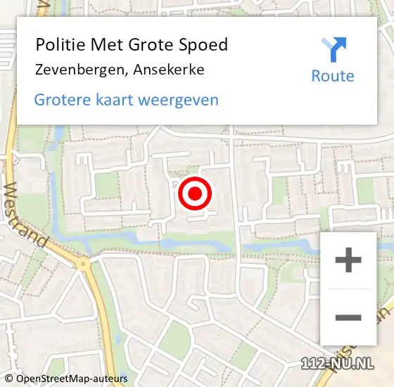 Locatie op kaart van de 112 melding: Politie Met Grote Spoed Naar Zevenbergen, Ansekerke op 26 juli 2023 22:33