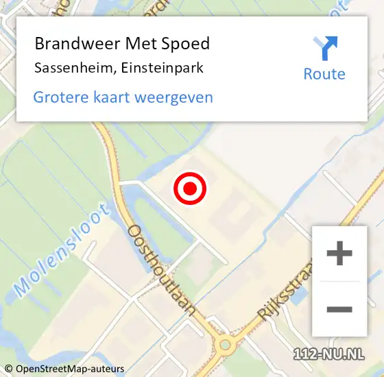 Locatie op kaart van de 112 melding: Brandweer Met Spoed Naar Sassenheim, Einsteinpark op 26 juli 2023 22:36