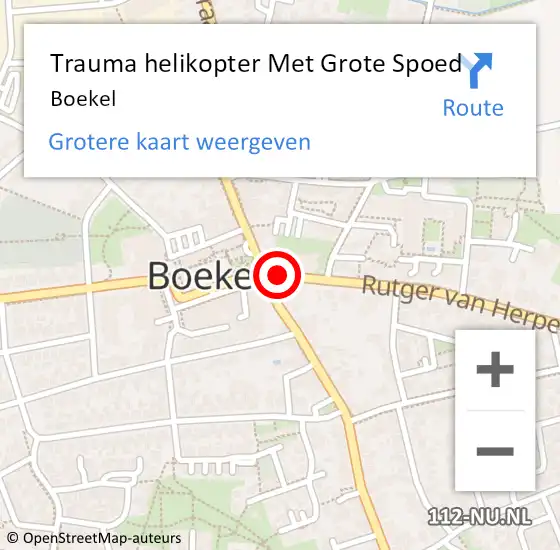 Locatie op kaart van de 112 melding: Trauma helikopter Met Grote Spoed Naar Boekel op 26 juli 2023 22:56