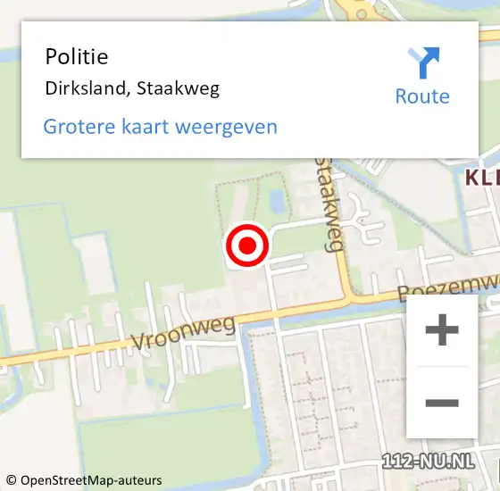 Locatie op kaart van de 112 melding: Politie Dirksland, Staakweg op 26 juli 2023 23:21