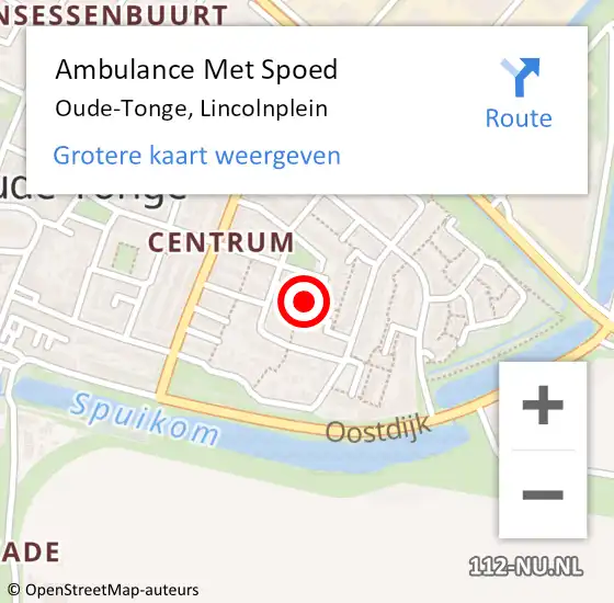 Locatie op kaart van de 112 melding: Ambulance Met Spoed Naar Oude-Tonge, Lincolnplein op 26 juli 2023 23:40