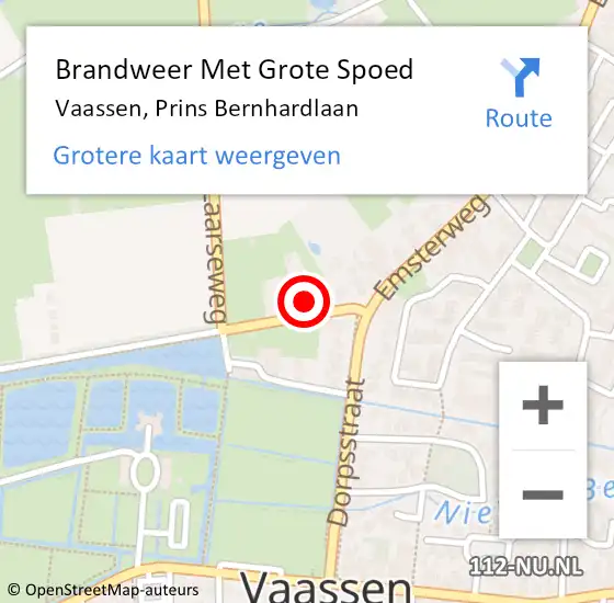 Locatie op kaart van de 112 melding: Brandweer Met Grote Spoed Naar Vaassen, Prins Bernhardlaan op 26 juli 2023 23:48