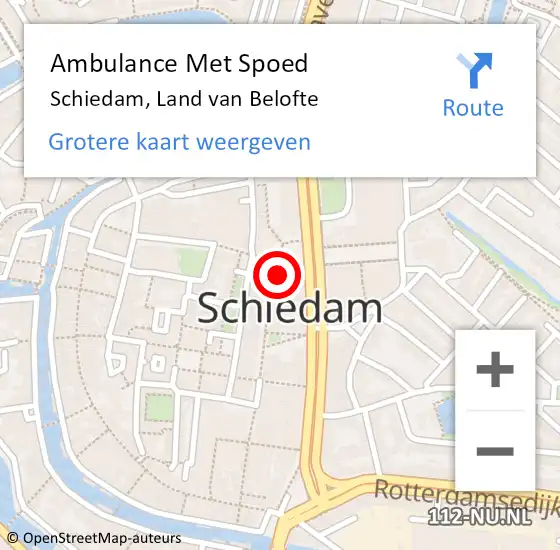 Locatie op kaart van de 112 melding: Ambulance Met Spoed Naar Schiedam, Land van Belofte op 27 juli 2023 01:12