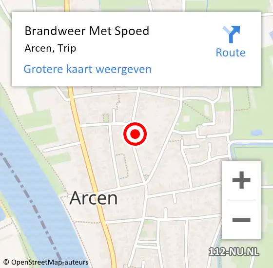 Locatie op kaart van de 112 melding: Brandweer Met Spoed Naar Arcen, Trip op 27 juli 2023 02:02