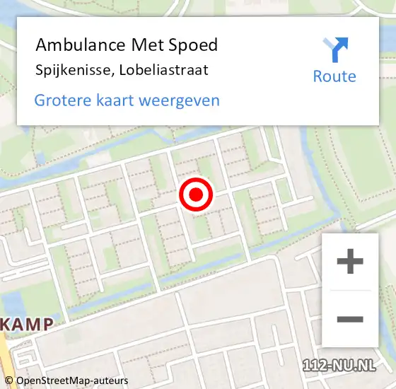 Locatie op kaart van de 112 melding: Ambulance Met Spoed Naar Spijkenisse, Lobeliastraat op 27 juli 2023 02:55