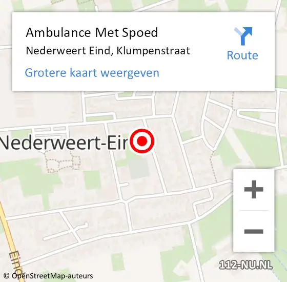 Locatie op kaart van de 112 melding: Ambulance Met Spoed Naar Nederweert Eind, Klumpenstraat op 27 juli 2023 03:18