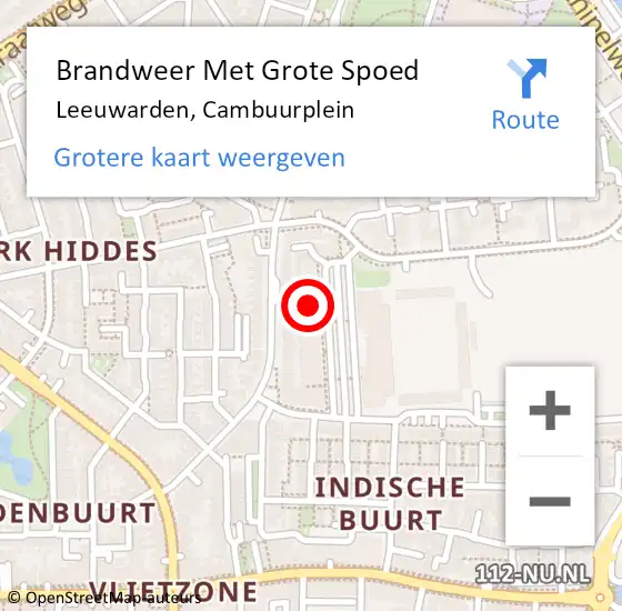 Locatie op kaart van de 112 melding: Brandweer Met Grote Spoed Naar Leeuwarden, Cambuurplein op 27 juli 2023 03:23