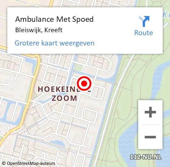 Locatie op kaart van de 112 melding: Ambulance Met Spoed Naar Bleiswijk, Kreeft op 27 juli 2023 05:09