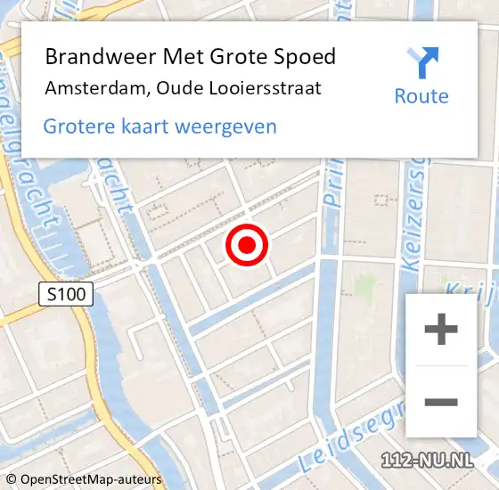 Locatie op kaart van de 112 melding: Brandweer Met Grote Spoed Naar Amsterdam, Oude Looiersstraat op 27 juli 2023 05:30