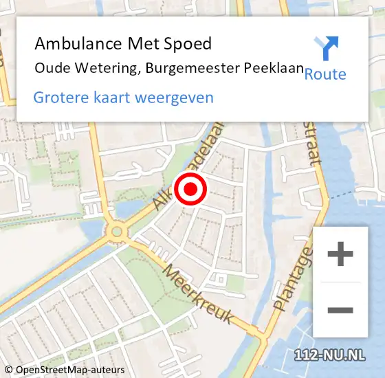 Locatie op kaart van de 112 melding: Ambulance Met Spoed Naar Oude Wetering, Burgemeester Peeklaan op 27 juli 2023 06:14