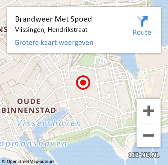 Locatie op kaart van de 112 melding: Brandweer Met Spoed Naar Vlissingen, Hendrikstraat op 27 juli 2023 06:16