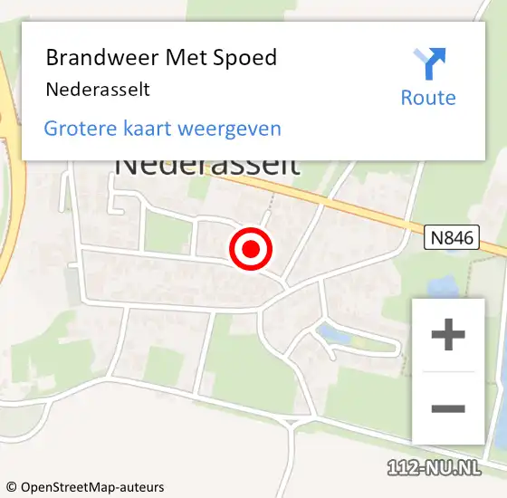 Locatie op kaart van de 112 melding: Brandweer Met Spoed Naar Nederasselt op 27 juli 2023 07:14