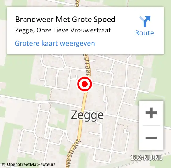 Locatie op kaart van de 112 melding: Brandweer Met Grote Spoed Naar Zegge, Onze Lieve Vrouwestraat op 27 juli 2023 07:53