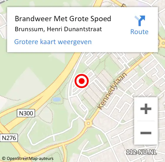 Locatie op kaart van de 112 melding: Brandweer Met Grote Spoed Naar Brunssum, Henri Dunantstraat op 27 juli 2023 08:54