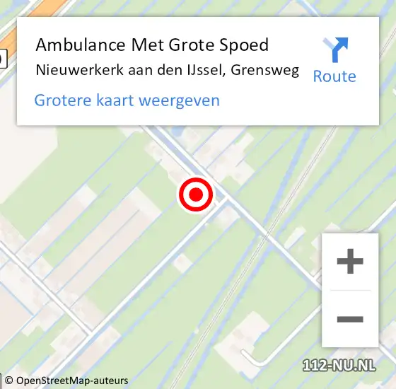 Locatie op kaart van de 112 melding: Ambulance Met Grote Spoed Naar Nieuwerkerk aan den IJssel, Grensweg op 27 juli 2023 09:09