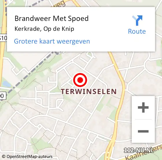 Locatie op kaart van de 112 melding: Brandweer Met Spoed Naar Kerkrade, Op de Knip op 27 juli 2023 09:50