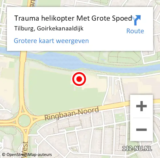 Locatie op kaart van de 112 melding: Trauma helikopter Met Grote Spoed Naar Tilburg, Goirkekanaaldijk op 27 juli 2023 09:51