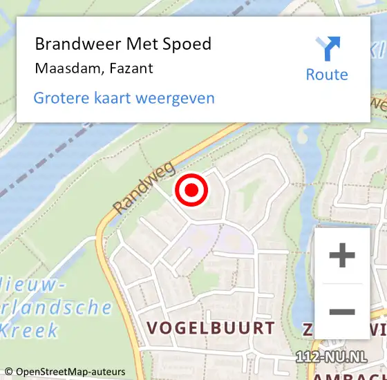 Locatie op kaart van de 112 melding: Brandweer Met Spoed Naar Maasdam, Fazant op 27 juli 2023 10:47