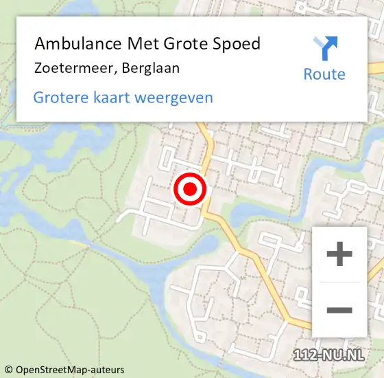 Locatie op kaart van de 112 melding: Ambulance Met Grote Spoed Naar Zoetermeer, Berglaan op 27 juli 2023 11:15