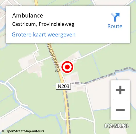 Locatie op kaart van de 112 melding: Ambulance Castricum, Provincialeweg op 27 juli 2023 11:31