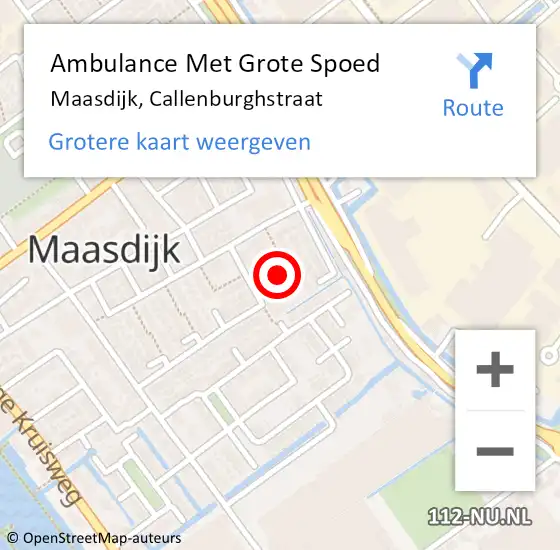 Locatie op kaart van de 112 melding: Ambulance Met Grote Spoed Naar Maasdijk, Callenburghstraat op 27 juli 2023 11:48