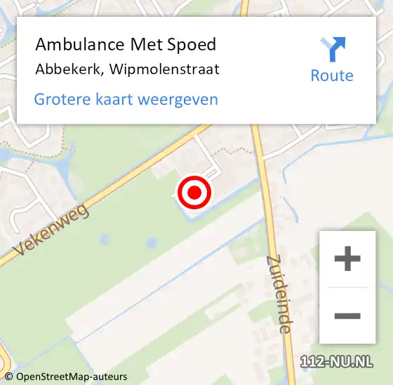 Locatie op kaart van de 112 melding: Ambulance Met Spoed Naar Abbekerk, Wipmolenstraat op 3 september 2014 07:09