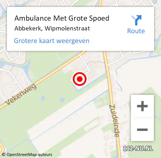 Locatie op kaart van de 112 melding: Ambulance Met Grote Spoed Naar Abbekerk, Wipmolenstraat op 3 september 2014 07:12