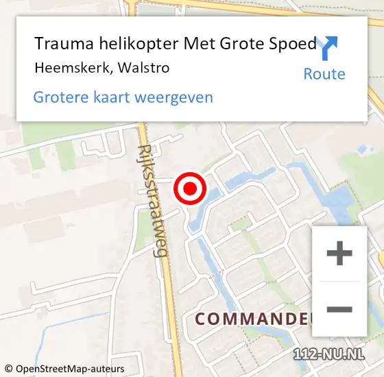 Locatie op kaart van de 112 melding: Trauma helikopter Met Grote Spoed Naar Heemskerk, Walstro op 27 juli 2023 12:22