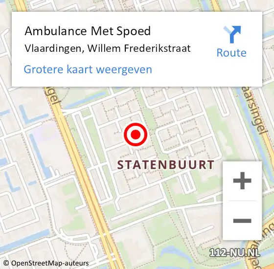 Locatie op kaart van de 112 melding: Ambulance Met Spoed Naar Vlaardingen, Willem Frederikstraat op 27 juli 2023 13:06