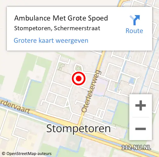 Locatie op kaart van de 112 melding: Ambulance Met Grote Spoed Naar Stompetoren, Schermeerstraat op 27 juli 2023 13:22