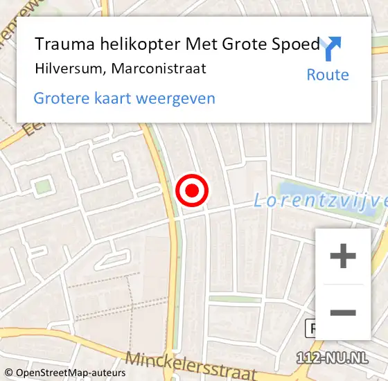 Locatie op kaart van de 112 melding: Trauma helikopter Met Grote Spoed Naar Hilversum, Marconistraat op 27 juli 2023 13:22
