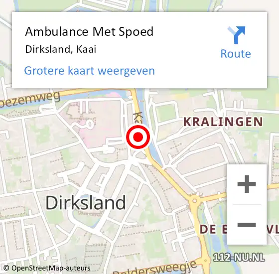 Locatie op kaart van de 112 melding: Ambulance Met Spoed Naar Dirksland, Kaai op 27 juli 2023 13:34