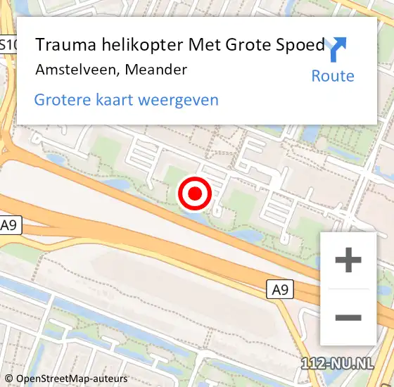 Locatie op kaart van de 112 melding: Trauma helikopter Met Grote Spoed Naar Amstelveen, Meander op 27 juli 2023 13:38