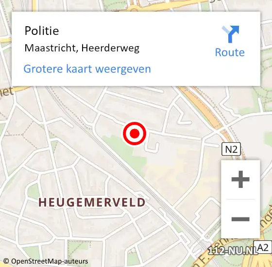 Locatie op kaart van de 112 melding: Politie Maastricht, Heerderweg op 27 juli 2023 13:39