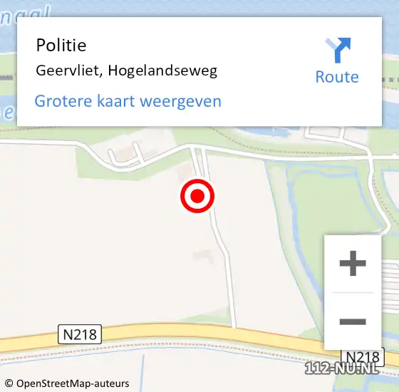 Locatie op kaart van de 112 melding: Politie Geervliet, Hogelandseweg op 27 juli 2023 13:46