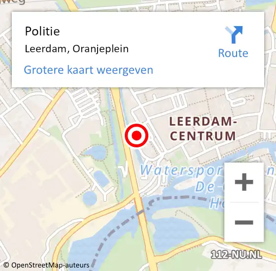 Locatie op kaart van de 112 melding: Politie Leerdam, Oranjeplein op 27 juli 2023 13:47