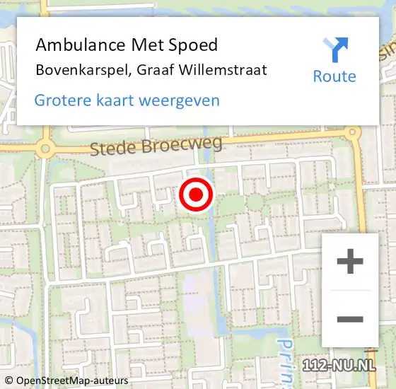 Locatie op kaart van de 112 melding: Ambulance Met Spoed Naar Bovenkarspel, Graaf Willemstraat op 27 juli 2023 13:57