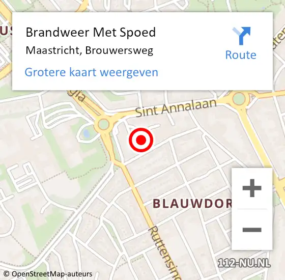 Locatie op kaart van de 112 melding: Brandweer Met Spoed Naar Maastricht, Brouwersweg op 27 juli 2023 13:58