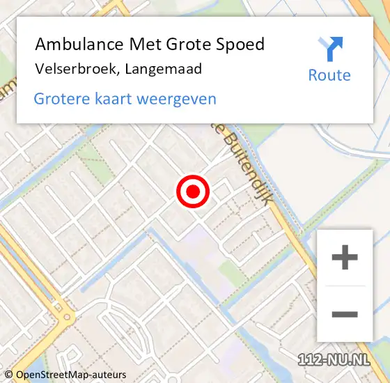 Locatie op kaart van de 112 melding: Ambulance Met Grote Spoed Naar Velserbroek, Langemaad op 27 juli 2023 14:27