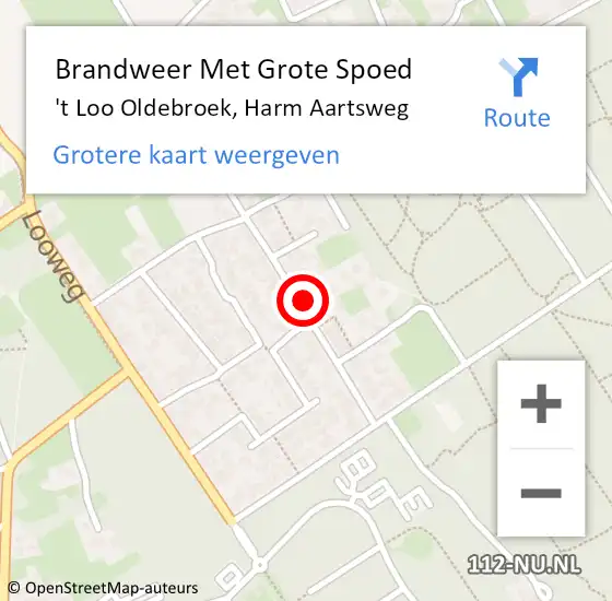 Locatie op kaart van de 112 melding: Brandweer Met Grote Spoed Naar 't Loo Oldebroek, Harm Aartsweg op 27 juli 2023 14:30